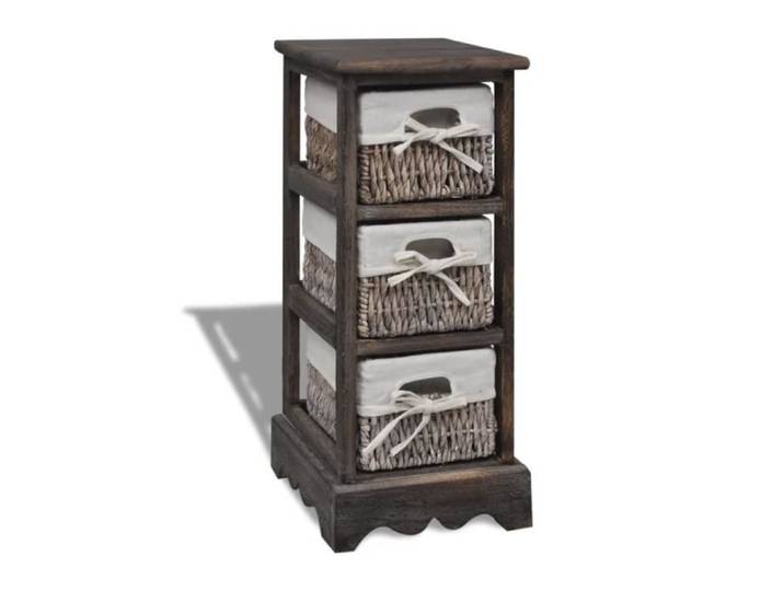 MEUBLE RANGEMENT - JILL - TOP Étagère de rangement Bois Marron 3 paniers en tissage Armoire de chambre FR2622