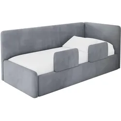 EINZELLBETT Jugendbett mit Bettkasten, Links - NORY 100x200 Grau