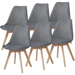 En.Casa, Stühle, Esszimmerstuhl Fläten 6er Set Cord Grau (6x)