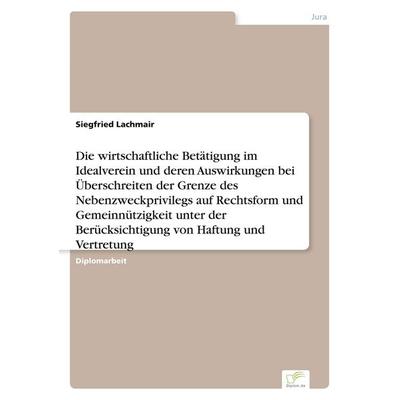 Die wirtschaftliche Betätigung im Idealverein und deren Auswirkungen bei Überschreiten der Grenze des Nebenzweckprivilegs auf Rechtsform und