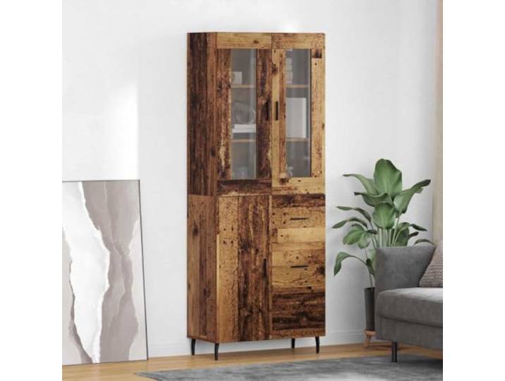 Jkghdrt Highboard 2 STK. Altholz 69,5 x 34 x 180 cm Holzwerkstoff mit Türen 2er-Set Highboard, Altholz-Dekor, Holzwerkstoff, Türen, Regalbretter, Eisbeine, Wohnzimmer, Esszimmer