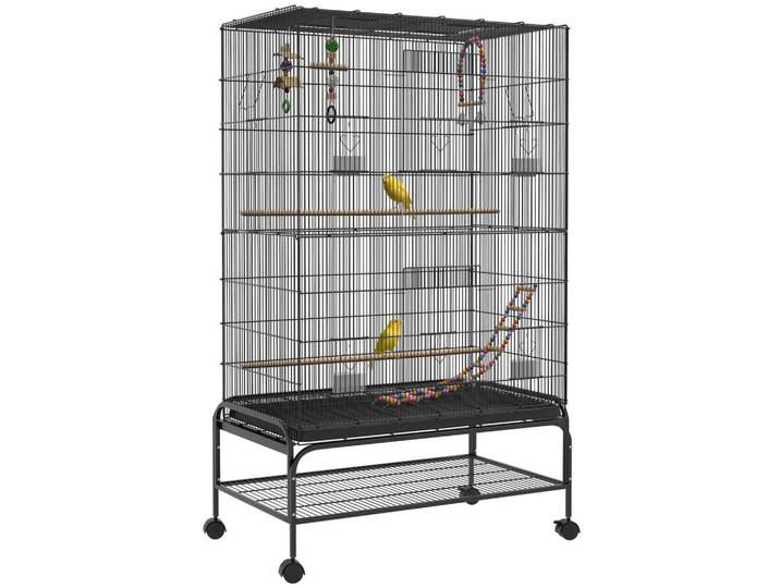ComfortXL Vogelkäfig De-10609 Schwarz, Metall, 58x160x97 cm, Dekoration, Gartendeko