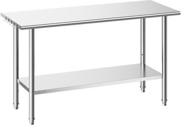VEVOR Stainless Steel Work Table, 24x60 Inch Food Prep Table, Commercial Kitchen Workstation with Adjustable Undershelf