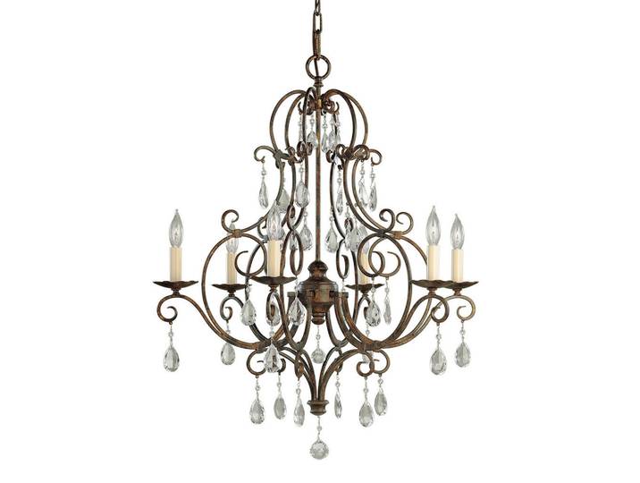 Elstead Lighting Kronleuchter Chateau, Bronzefarben, Glas, Metall, 68.3 cm, RoHS, Lampen & Leuchten, Innenbeleuchtung, Hängeleuchten, Kronleuchter