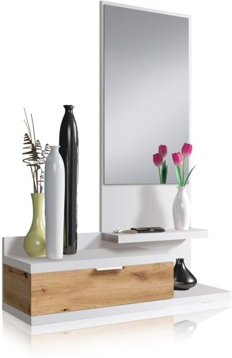 duehome Mueble de recibidor melamina blanco artik - roble nodi