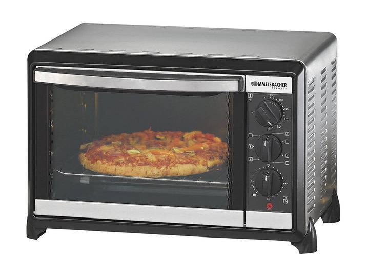 ROMMELSBACHER Minibackofen 20.BG 1055/E , schwarz (silberfarben, schwarz, grau), B:43cm H:28cm T:33,5cm, Minibacköfen, Minibackofen