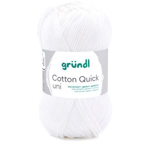 Gründl Häkelgarn 865-01 Cotton Quick uni, weiß, 50 g / 125 m, Nadelstärke 3-4, 100% Baumwolle