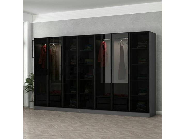 Dressing design XXL verre noir, cadre anthracite BYRON