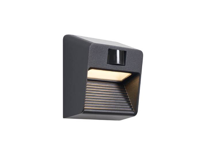 Applique murale noire incl. LED IP54 avec détecteur de mouvement