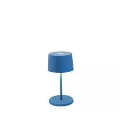 Zafferano Olivia pro mini capriblaue LED-Tischleuchte, wiederaufladbar und dimmbar