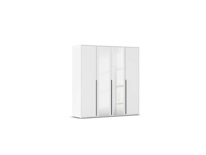 Rauch Möbel NAGATA, Kleiderschrank, Farbe Weiß, Breite 187 cm Schrank, Mehrzweckschrank, 4-türig, mit Spiegel, für Schlafzimmer, Kinderzimmer, Studentenwohnung, Garderobe, Homeoffice