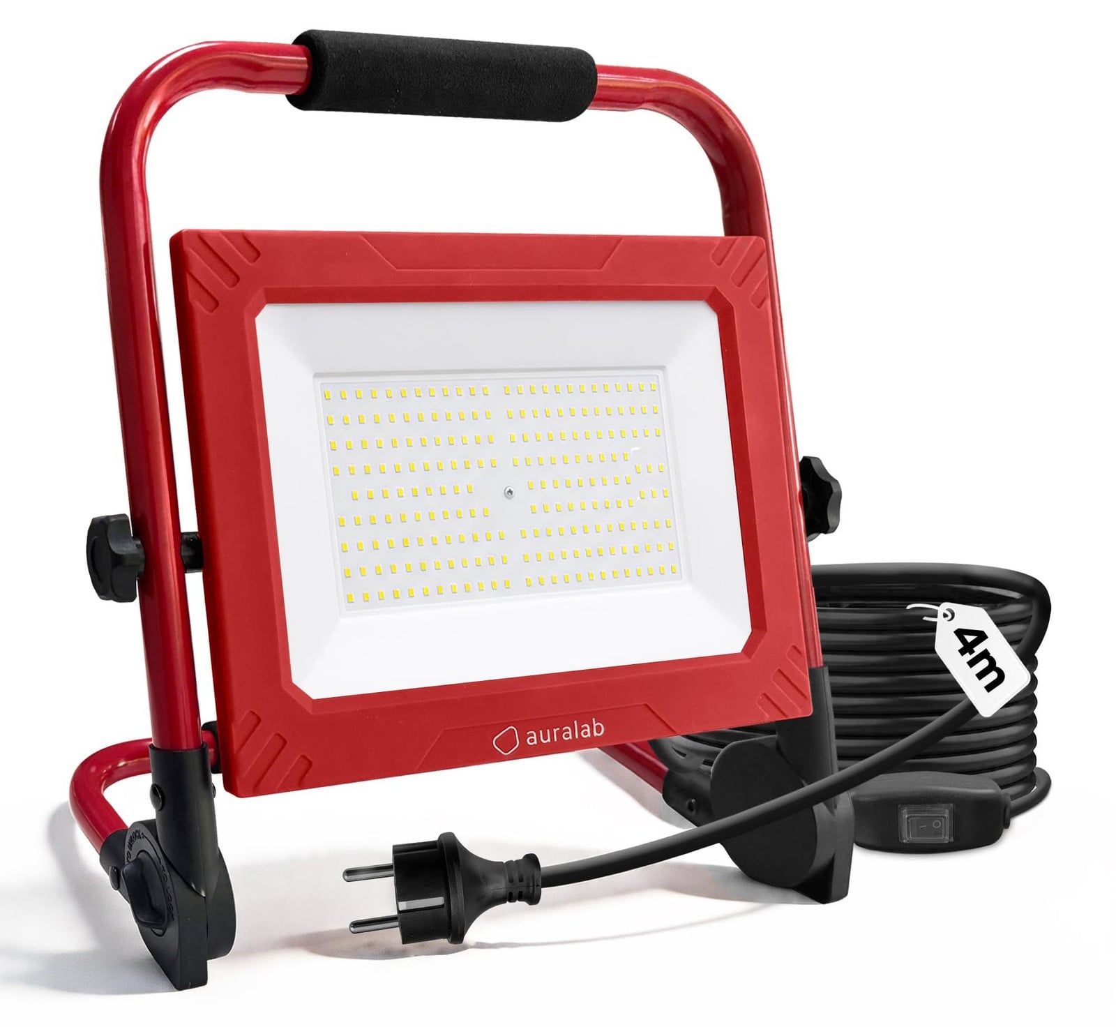 Selius LED Bouwlamp 200W met Stekker, 20000LM Opvouwbare Werklamp