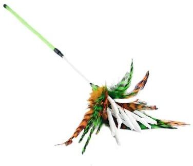 Uplifted Finds Spiral Cat Colorful Feather Toy Teaser Wand (41cm) green Rod