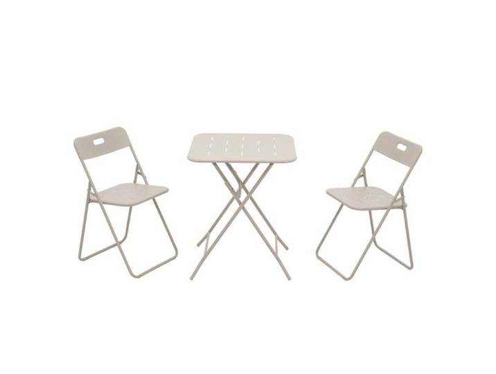 Ensemble de table et chaises de jardin - Pliable (2 chaises + 1 table) - Acier revêtu - Beige - Compact