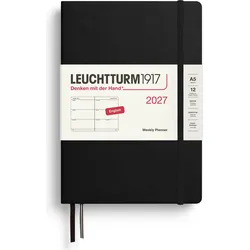Leuchtturm 1917 Wochenplaner Hardcover 2027 EN A5, schwarz