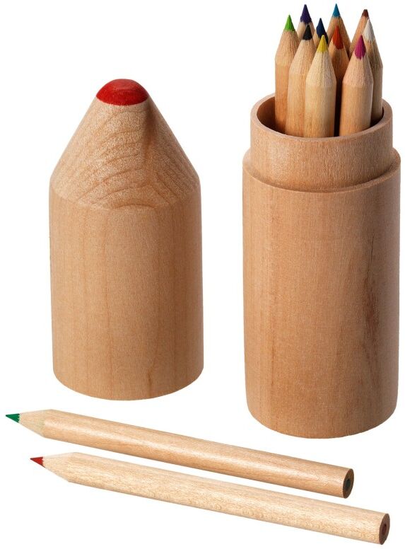 Set de 12 crayons de couleur personnalisé en bois Bossy naturel