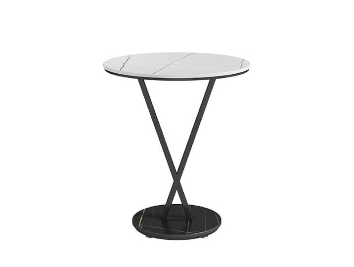 9bbhfJw4R Couchtisch im Landhausstil Luxuriöser runder Beistelltisch aus Marmor, kompakter moderner Couchtisch, Balkon-Akzenttisch, Nachttisch(Weiß)