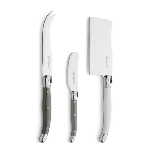 Lou Laguiole Tradition 3-delige kaasmessen set in houten box - Peper/Parel/Taupe