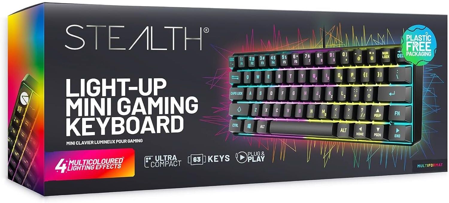 STEALTH Light-Up Mini Wired Keyboard - Black