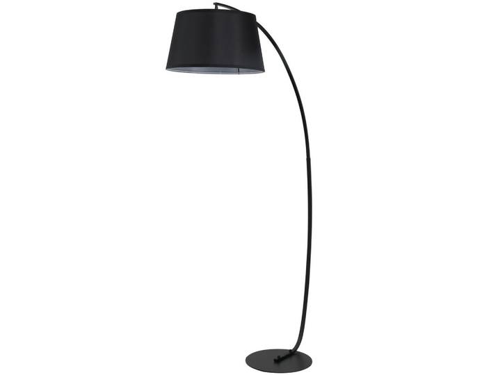 Homcom Stehlampe Wohnzimmer Stehleuchte mit Lampenschirm aus Stoff, Fußschalter, Schwarz, Metall, E27, 47x190x105 cm, Lampen & Leuchten, Innenbeleuchtung, Stehlampen