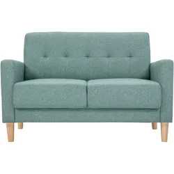 Skandinavisches Sofa 2-Sitzer aus graugrünem Stoff und hellem Holz MOON