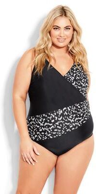Plus Size Women's Spliced Print 1 Piece by Avenue in Mono Ikat (Size 20)