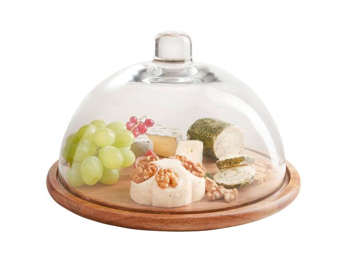Leonardo Servierplatte, Braun, Transparent, Holz, Glas, Akazie, rund, 17 cm, Geschirr, Tischkultur & Serviergeschirr, Servierplatten