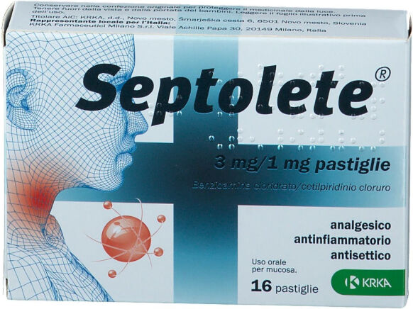 Krka Farmaceutici Milano Septolete Analgesico Antifiammatorio 16 Pastiglie 3mg+1mg