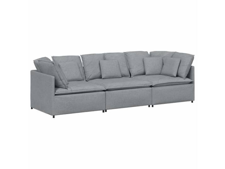 vidaXL Sofa Modulares Sofa mit Kissen Stoff Hellgrau