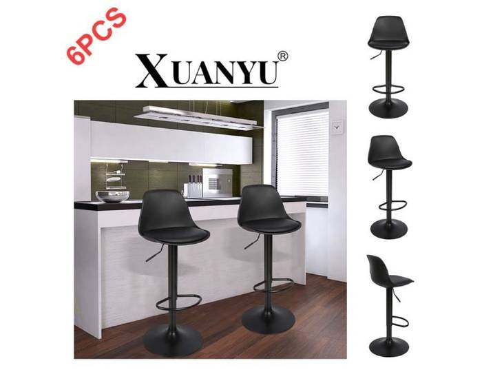 Tabouret de Bar - XUANYU - 6PCS - Réglable en Hauteur - Rotation 360° - Cuir Synthétique