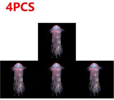 Uplifted Finds DIY Iridescent Jellyfish Lantern   Hanging Bedroom Night Light   Colorful Fantasy Ribbon Ceiling Lamp purple 4 Pcs