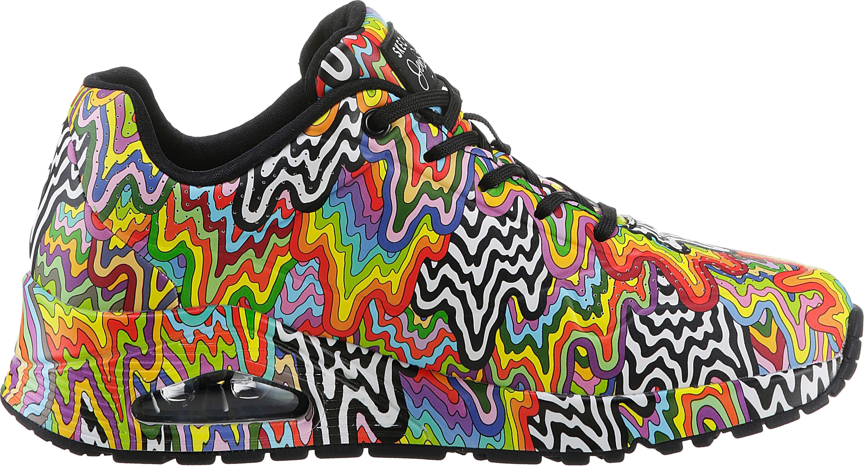 Sneaker SKECHERS "UNO-INFINITE DRIP JEN STARK", Damen, Gr. 37, Textil, bunt (mehrfarbig), Lederimitat, kontrastfarbene Details, Schuhe Sneaker, Freizeitschuh, Halbschuh, Schnürschuh mit Luftkissen-Dämpfung