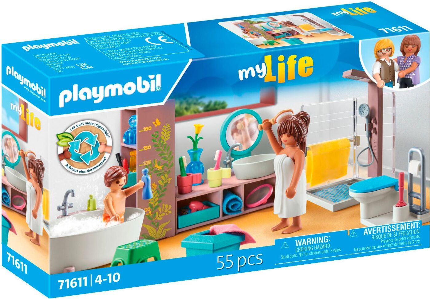 Konstruktions-Spielset PLAYMOBIL "Badezimmer (71611), myLife", bunt, Spielbausteine, Kinder, Kunststoff, Konstruktions-Spielset, Made in Europe