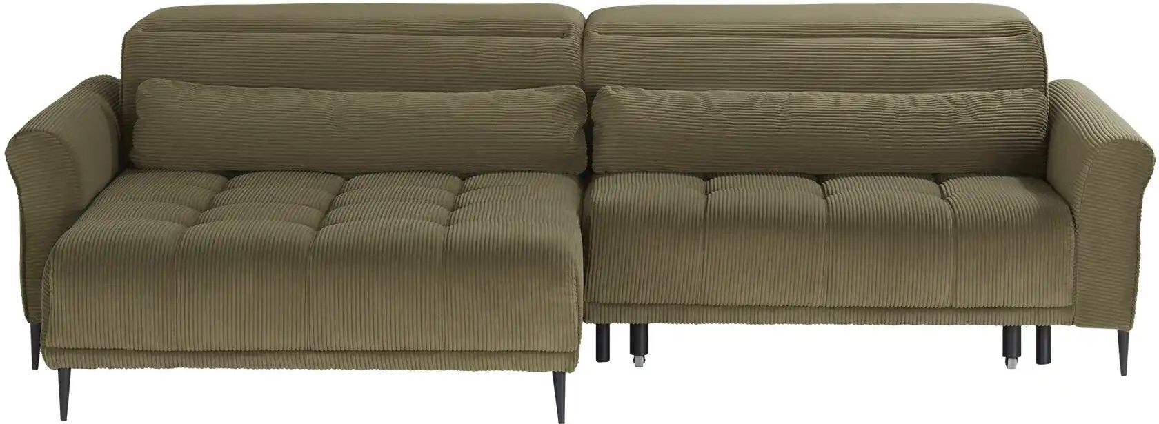Höffner Ecksofa mit elektrischer Sitztiefenverstellung Logan ¦ grün ¦ Maße (cm): B: 277