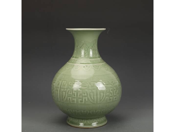 Vase en céramique verte rustique de la dynastie Qing Qianlong, Pot en porcelaine de Jade, bouteille en porcelaine Antique, ancienne Collection orientale, ornements