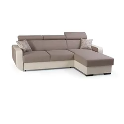 ECKSOFA PALAZZO Braun Geflochtener Stoff mit Schlaffunktion