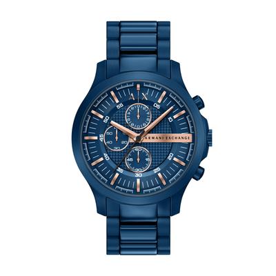 Chronograph ARMANI EXCHANGE, blau, Armbanduhren, Herren, Chronograph, Quarzuhr, Armbanduhr, Edelstahlarmband, analog, Stoppfunktion