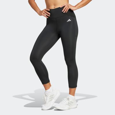 Trainingstights ADIDAS PERFORMANCE "OPTIME ESSENTIALS STASH 3/4-LEGGINGS", Damen, Gr. S, N-Gr, schwarz (schwarz, normal, gr.), Obermaterial: 85% Polyester, 15% Elasthan, 3/4-Länge, Hosen, 3/4-Länge, ohne Verschluss