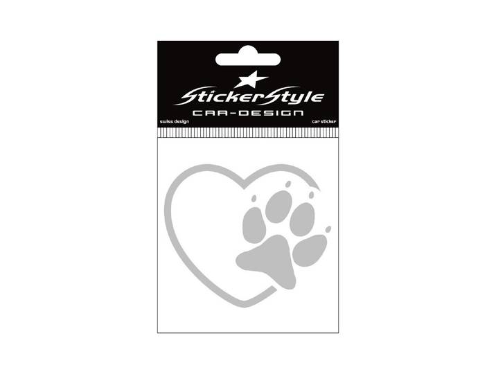 StickerStyle Sticker Herz Pfote Hund silber