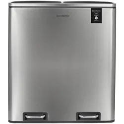 Les Collectors Küchen-Recycling-Behälter, N°904 / 60L / 2x30L / Mülltrennung / Edelstahl / Silber