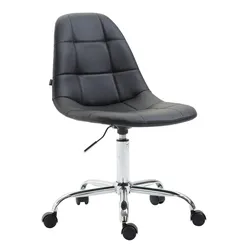 Décoshop26 - Bürostuhl Computerhocker auf Rollen höhenverstellbar schwarzer Kunststoffbezug TABO10113