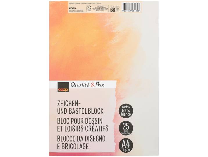 Coop Qualité & Prix Zeichenblock A4 weiss 110 g/m2