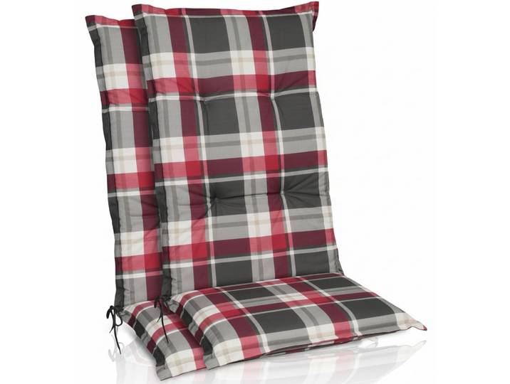 HOCHLEHNERAUFLAGE Sunny RK 120x50x6cm Bordeaux Kariert (2tlg)