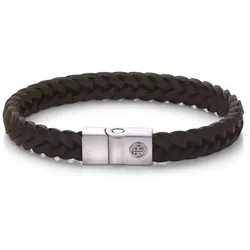 REBEL & ROSE - BRACELETS LEATHER STEEL - Full Metal Premium Braided - braun-silber / 9 mm