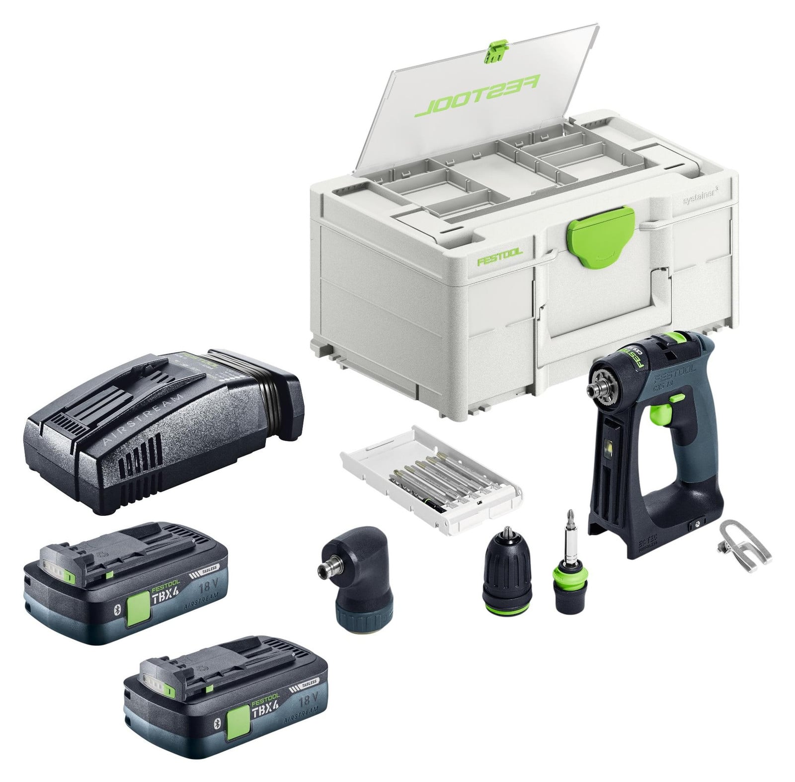 Festool CXS 18-Basic-Set accuboormachine 18 V 40 Nm borstelloos met 2x 4,0 Ah accu, snellader en Systainer