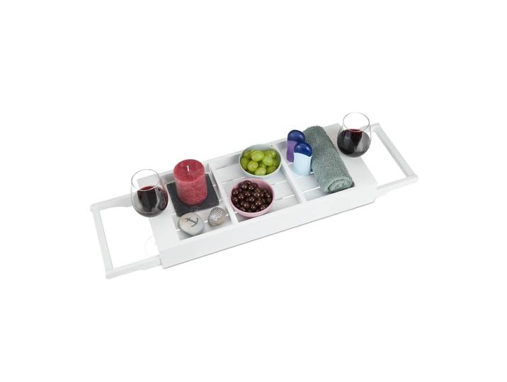 Badewannenablage Weiss ziehbar Weiss-Silber