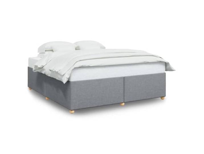 PUGYNBK Bett ohne Matratze, 200 x 200 cm, hellgrauer Stoff Weiches Polyestergewebe, Lattenrost, robuste Beine, für Schlafzimmer