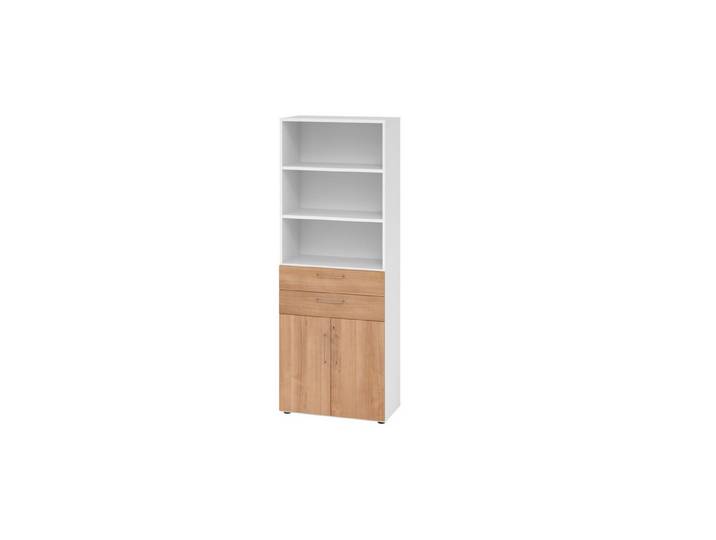 HAMMERBACHER Aktenschrank Kombischrank 6OH weiß/Nussbaum