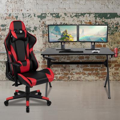 Flash Furniture Gaming Bundle-Desk, Cup Holder/Headphone Hook & Reclining Chair