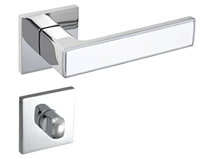 GR Türgriff dünne Eckrosette Wechselgarnitur BB/PZ/WC Metall Türklinken Türdrück für Innentüren Türbeschlag (Rosette WC, Chrom)